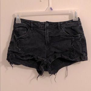 Black ripped jean shorts